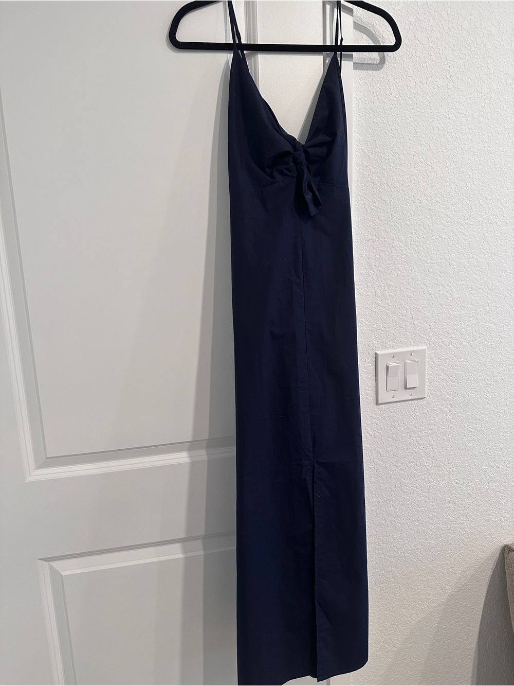 Banana Republic Factory Navy Tie Front Midi Cotton Dress Size 16 NWT - Picture 2 of 7